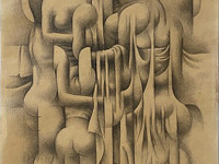 Mario Carreño. Cuba, 1913-Chile, 1999. Morofología post-atómica, lápiz grafito sobre papel, 43 x 31 cm., 1964